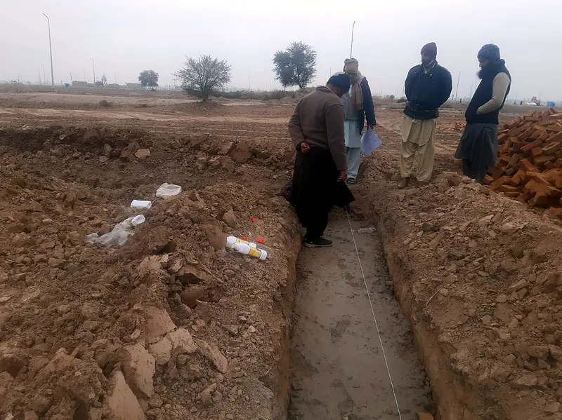 House 469 Sector Q DHA Multan foundation layout marking 2020 by The Niaz Builders